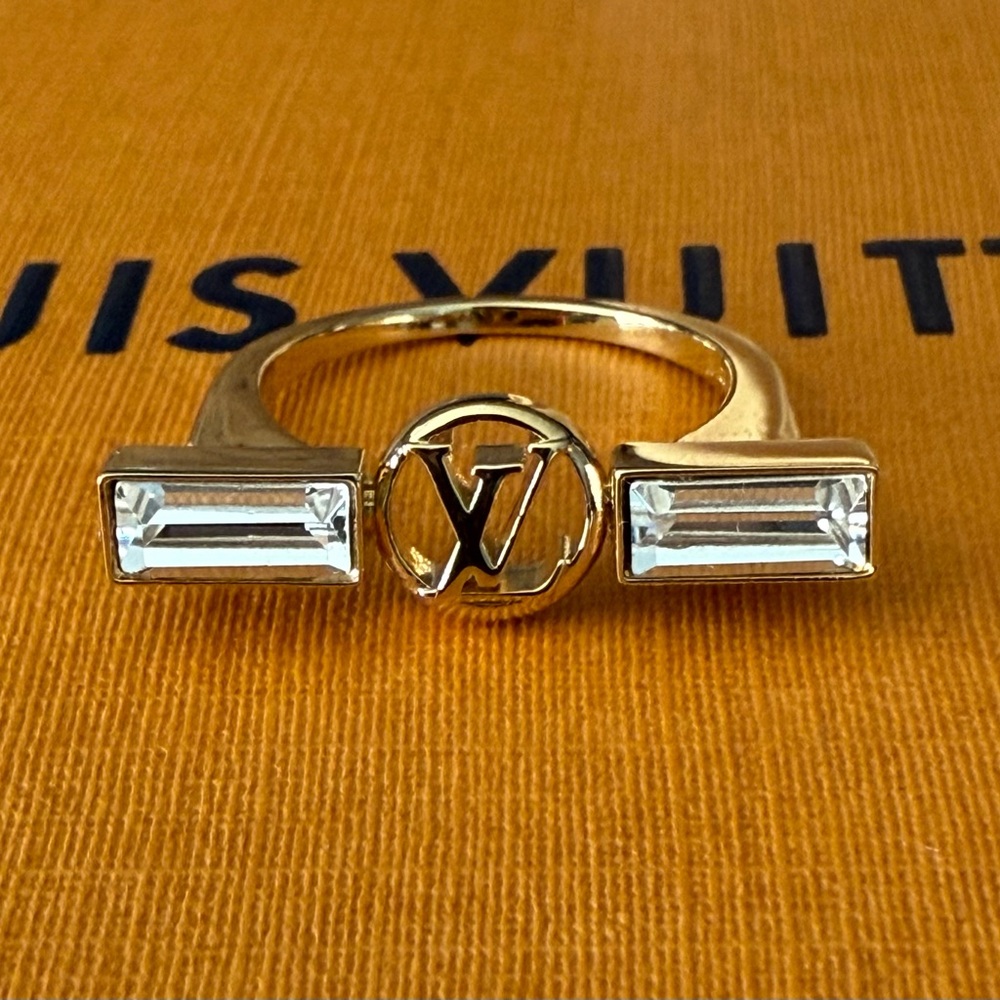 Louis Vuitton Gold Ring with Crystal Accents